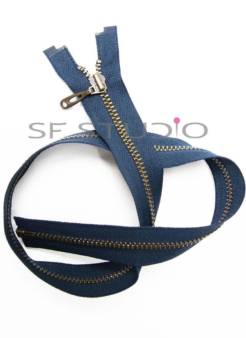 Brown Navy ZIP  10 inches to 30 Inches Metal ZIp Blue Open Ended Metal Black