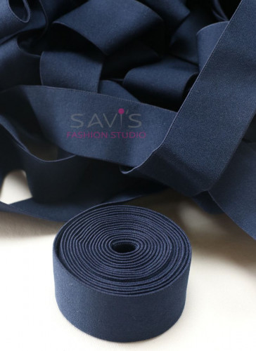 1 Mtr Exposed Elastic Navy Blue plain 1.25 inches