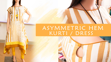 Kurti/Dress Class 7: Asymmetric hem color block Kurti