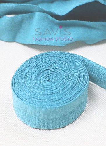 Bra Fold-over Elastic Turquoise Blue- 1 mtr 6/8 inch