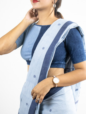 Denim Stretch Half & Half Saree Blouse/Crop Top
