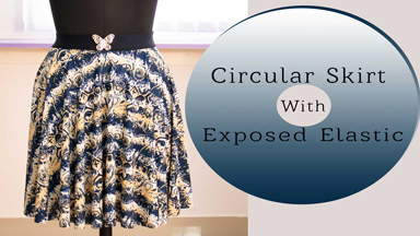 Short Circular skirt in Knit/stretchy fabric & exposed elastic