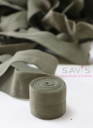 Bra Fold-over Elastic Olive Green- 1 mtr 6/8 inches