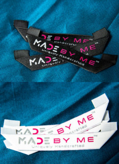 Made By Me™ - Miter Fold woven Label Black & white - 10nos