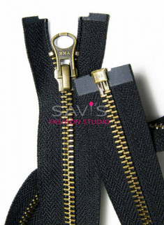 30 inches YKK Open-End Zip in Antique Brass 5mm Black