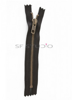 6 inches YKK Jacket Pocket Zip in Antique Brass 5mm Black 580